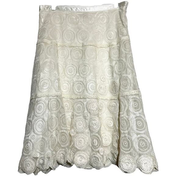 Sundance Dresses & Skirts - Sundance Skirt Tulle Guipure Lace Overlay Knee Length A-Line Zip White 8 33"